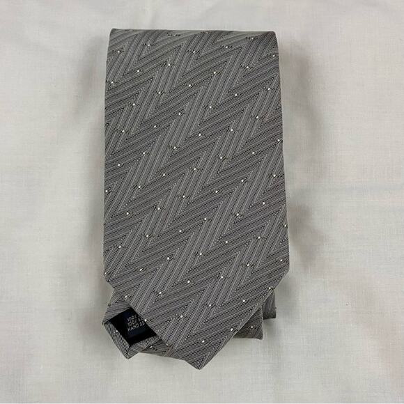 Emilio Pucci Vintage Men’s Gray Black 100% Silk Hand Sewn Tie Italy - Picture 1 of 7